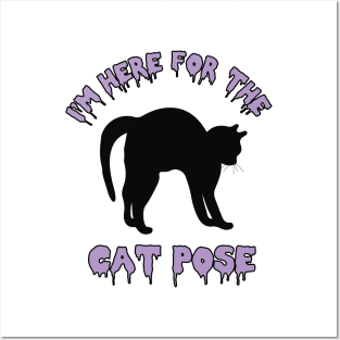 Cat Pose Yoga Humor Asana Black Kitty Posters and Art